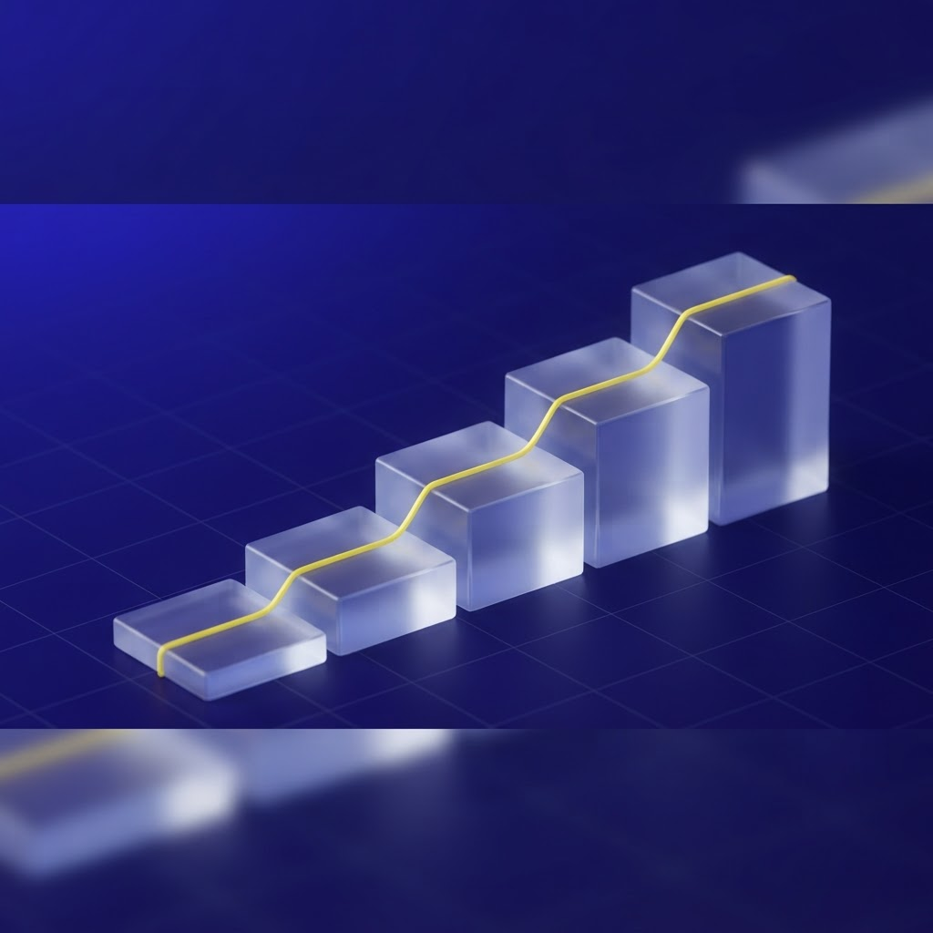 Abstract ascending platforms representing a staged growth program